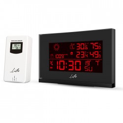 Curved Design weather station, with wireless outdoor sensor, 8 different 5.5" color LCD display and clock / alarm