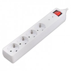 Power strip with 4 sockets, surge protection, ON/OFF switch and