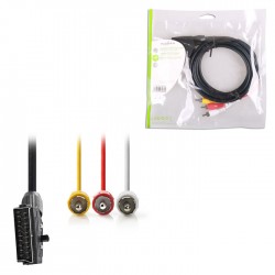 NEDIS CVGP31130BK20 Switchable SCART Cable, SCART Male - 3x RCA Male, 2m, Black